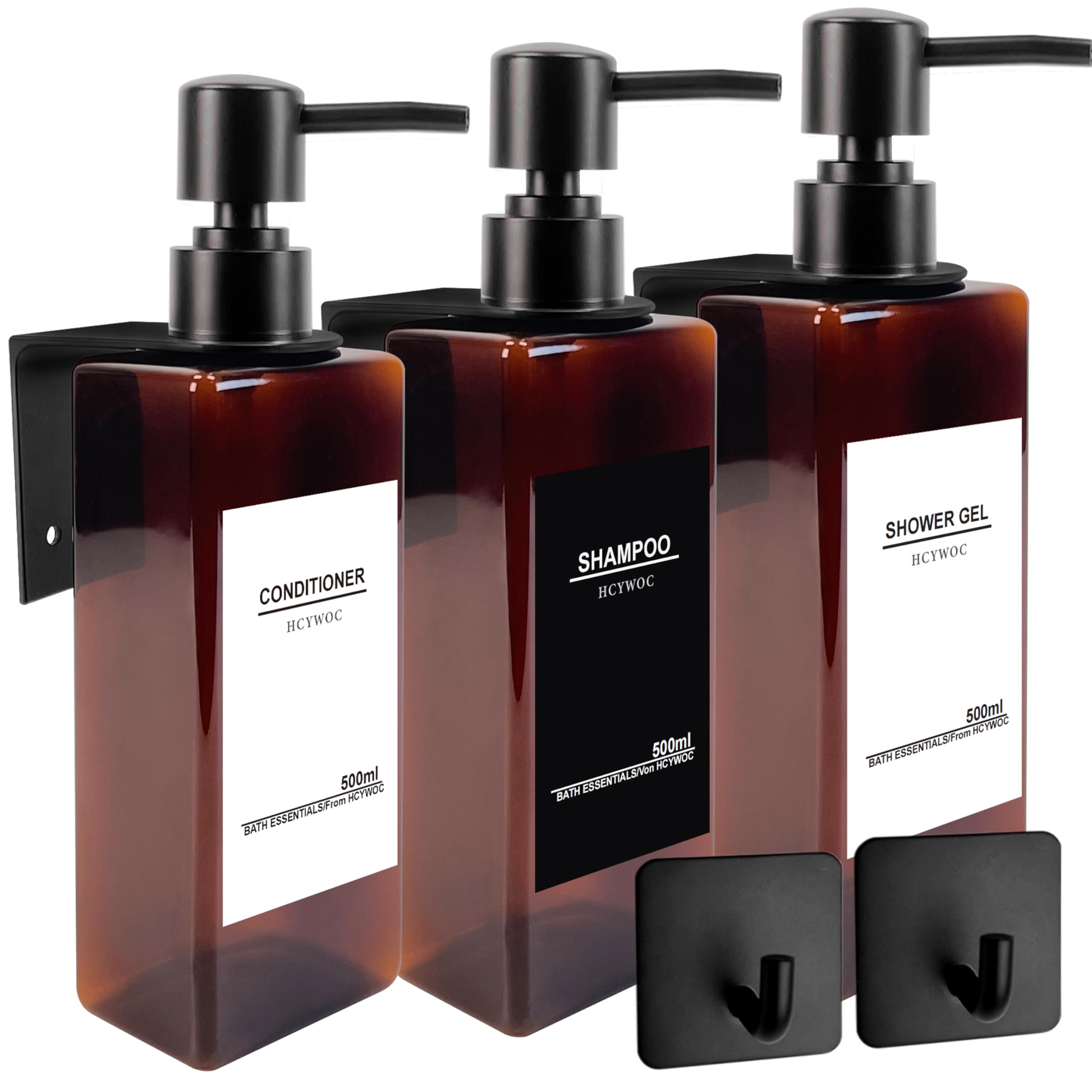 3 Pezzi Dispenser Sapone, Dispenser Sapone Bagno 500 ml con Etichetta per Bagno Doccia Cucina Shampoo e Bagnoschiuma - Blu