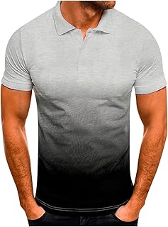 Mens Summer Shirt Stylish Casual Short Sleeve Crew Neck Gradient Color Button Down Shirts Soft Fit Muscle T Shirt
