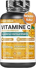 Vitamine C 1000mg à Libération Lente, 200 Comprimés 100% Vegan (1 par Jour/6+ Mois), Supplément d'Acide Ascorbique Vitamine C Pure pour Système Immunitaire, Os, Peau, Fatigue, Formation de Collagène
