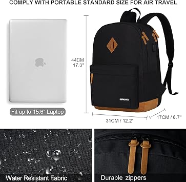SUPACOOL Large Laptop Backpack with USB Charging Port for Men and Women