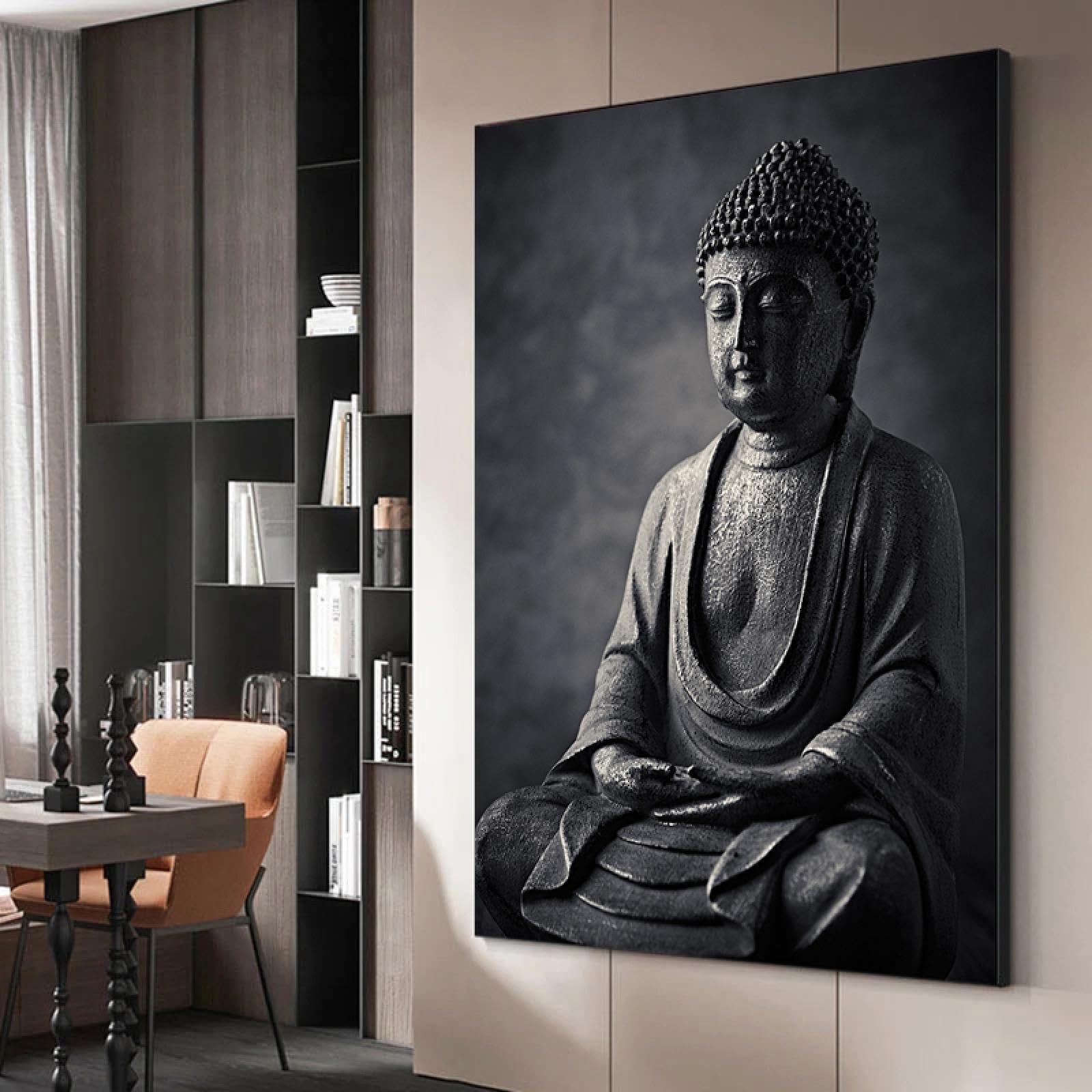 Statue de Bouddha meditant affiche imprimee avec cadre interieur - 8