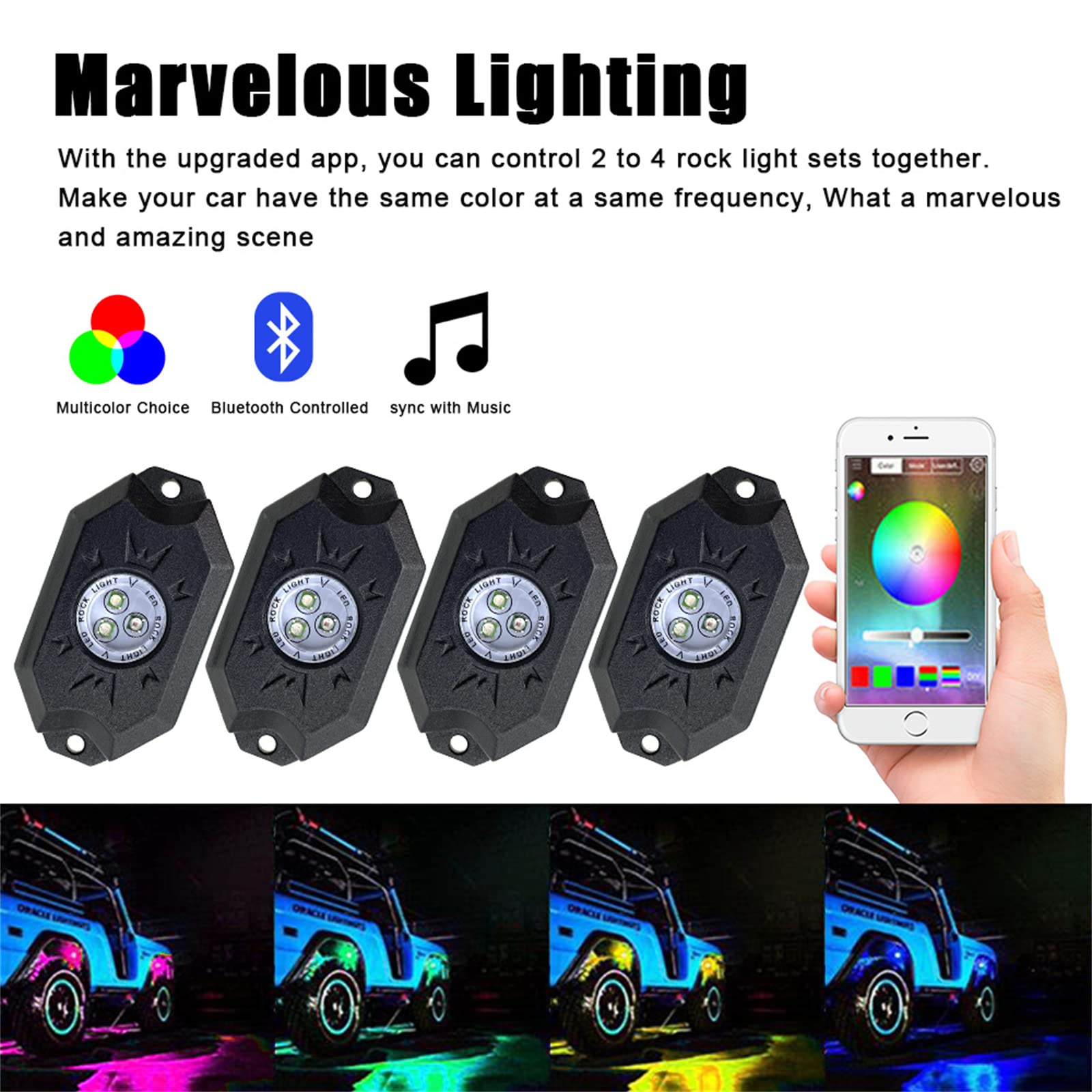 BESPORTBLE Lot De 4 Lumières LED Blanches Pour Camions, SUV
