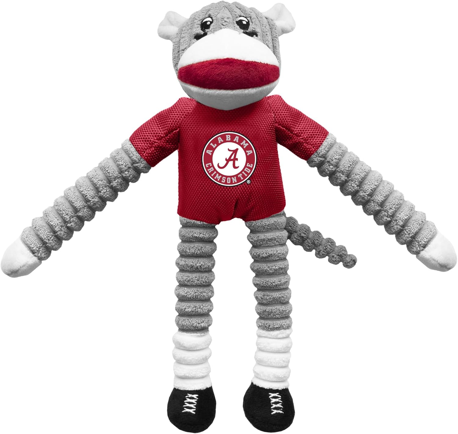 Littlearth NCAA Alabama Crimson Tide Team Sock Monkey Pet Toy - Officially Licensed Teams