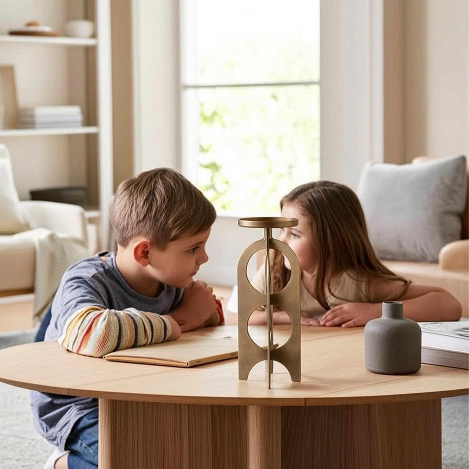 Kerzenständer Kerzenhalter Leuchter Laterne Metall mit Schlankem Offenen Und Harmonischer Form für Edles Ambiente für Sideboard Beistelltisch Empfangsbereich Showroom Dekoration 30cm