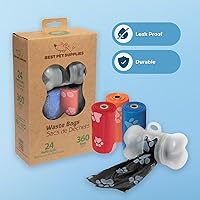Vista 180 de Best Pet Supplies - Bolsas para limpieza de excremento de perro, rollo de repuesto, uso en exteriores, a prueba de fugas y desgarros, plástico
