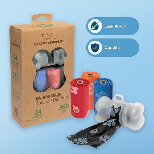 Vista 177 de Best Pet Supplies - Bolsas para limpieza de excremento de perro, rollo de repuesto, uso en exteriores, a prueba de fugas y desgarros, plástico