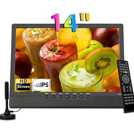 ZHY Portable TV with Freeview DVB-T2/DVB-T 10.1Inch Built-in Li-ion ...