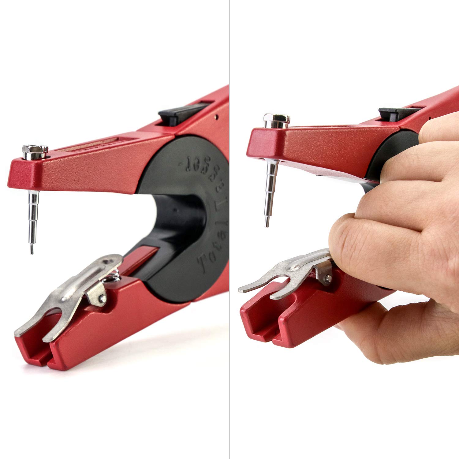 QWORK Ear Tag Plier, Universal Livestock Tagger Puncher for Cattle Cow