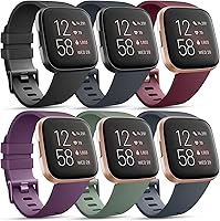 Vista 12 de Paquete de 6 correas deportivas compatibles con Fitbit Versa 2 / Fitbit Versa / Versa Lite / Versa SE, correas de repuesto clásicas de silicona