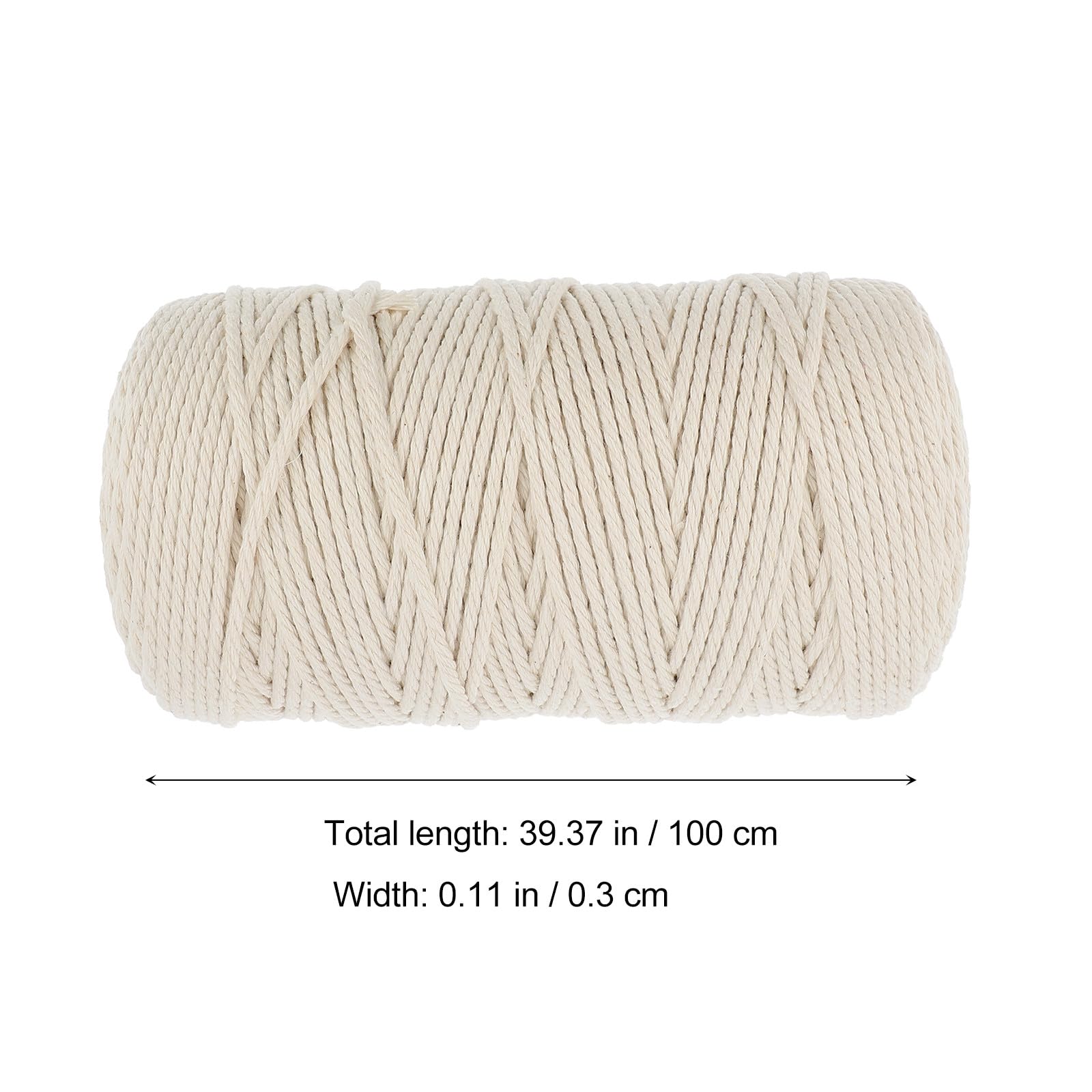 TOYANDONA Cordoncino di Cotone Intrecciato Fai da Te Bianco 6Mm 100m, Spago di Cotone Spesso e Resistente per Macramè, Decorazioni Casa e Giardinaggio, Accessori Artigianato Manuale