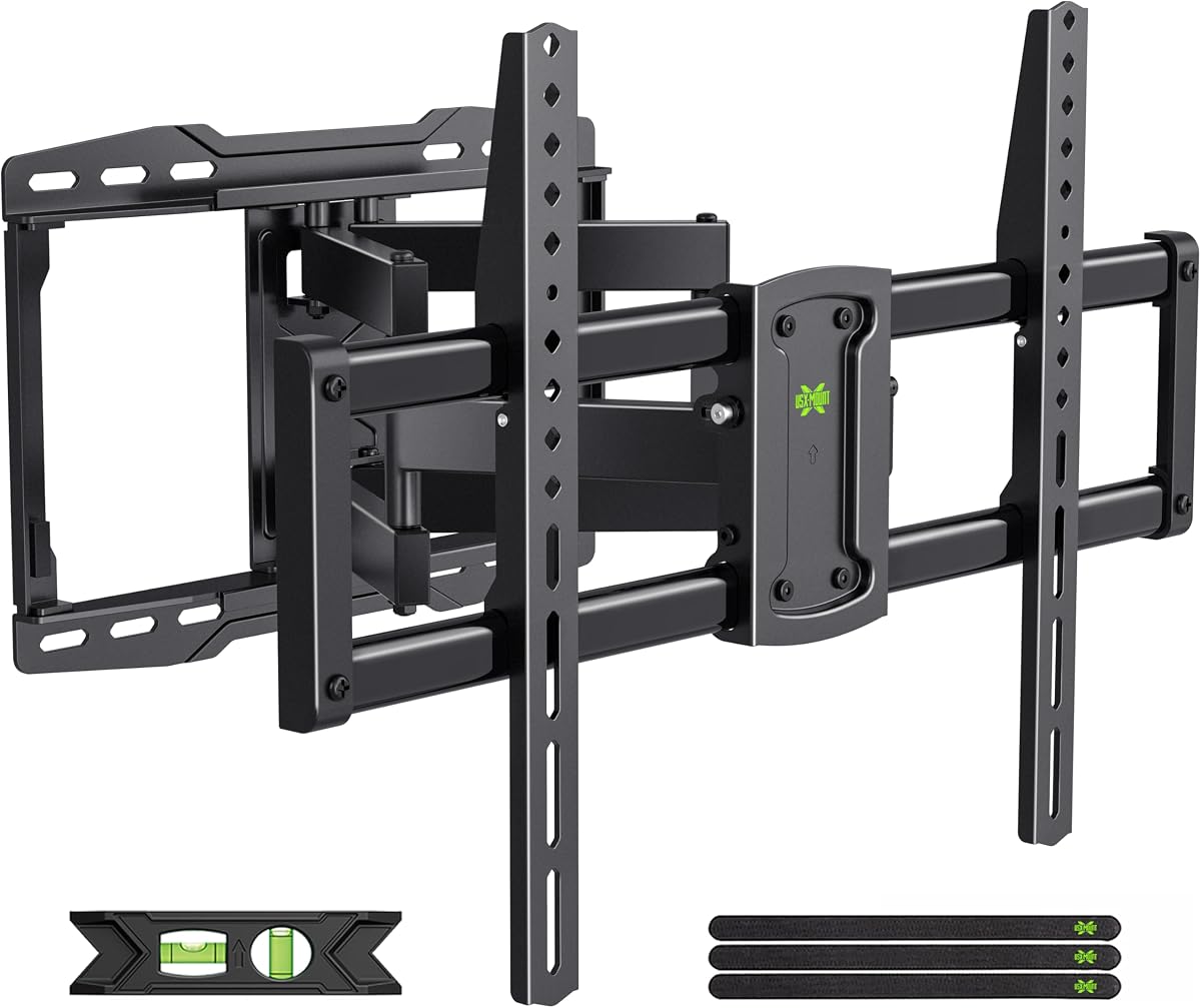 Full Motion TV Wall Mount for 42 55 65 75 85 86 inch, TV Mount Swivel and Tilt,Wall Mount Bracket with Dual Articulating Arms Up to 132lbs, VESA 600x400mm, Max 16" Wood Studs, USX Mount XML019