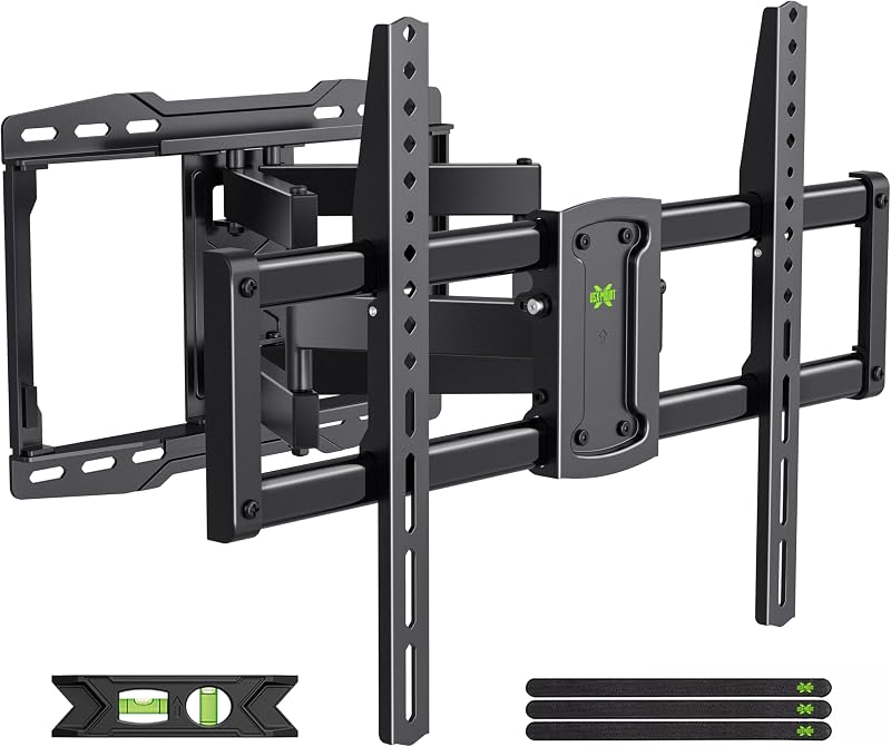 Full Motion TV Wall Mount for 42 55 65 75 85 86 inch, TV Mount Swivel and Tilt,Wall Mount Bracket with Dual Articulating Arms Up to 132lbs, VESA 600x400mm, Max 16" Wood Studs, USX Mount XML019