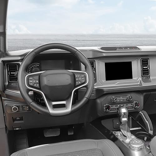 Vista 24 de Bronco - Cubierta de anillo de ventilación de salida de aire acondicionado, 4 piezas de cubierta de anillo de ventilación de CA para consola central