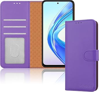 iCatchy for Honor X7B Case Leather Wallet Book Flip Folio Stand View Magnetic Protect RFID Blocking Cover Compatible with Honor X7B Phone Cover Lilac