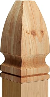 Geetery 1 Set 3 x 3 x 7 Inch Wood Finial Unfinished Decorative Bed Post Finial with Screw Gothic Fence Topper Post Top Cedar Newel Cap Wood Mailbox Topper for Outdoor Indoor Fence and Deck (Gothic)