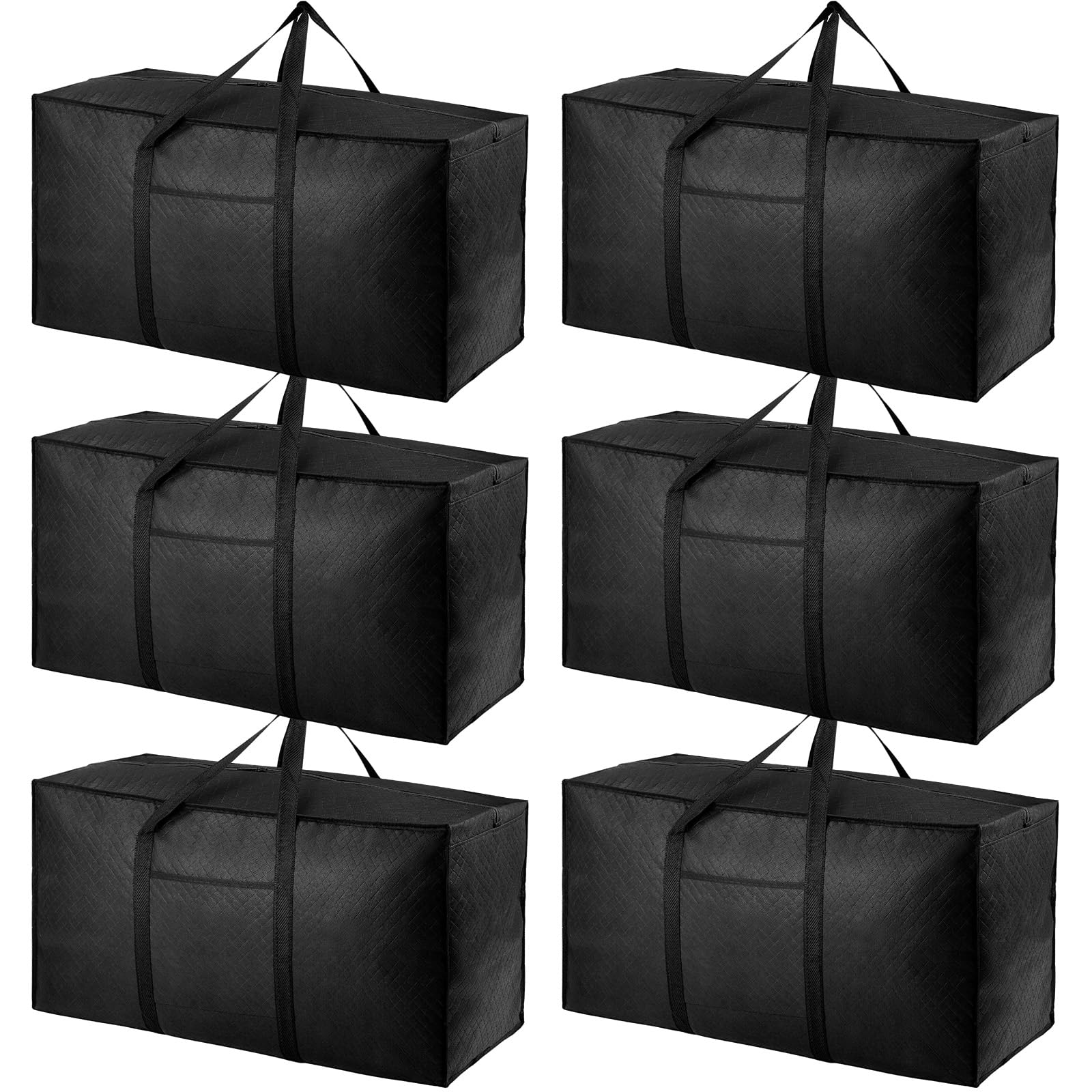 iespell Lot de 6 grandes boîtes de déménagement de 120 l avec couvercle, sacs de rangement, robustes avec fermetures éclair et poignées pour déménagement, vêtements, couettes, sous le lit, voyage