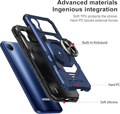 Miniatura 4 de Funda compatible con Cricket Debut S2, Att Calypso 4, con protector de pantalla de vidrio templado, cubierta protectora resistente a prueba