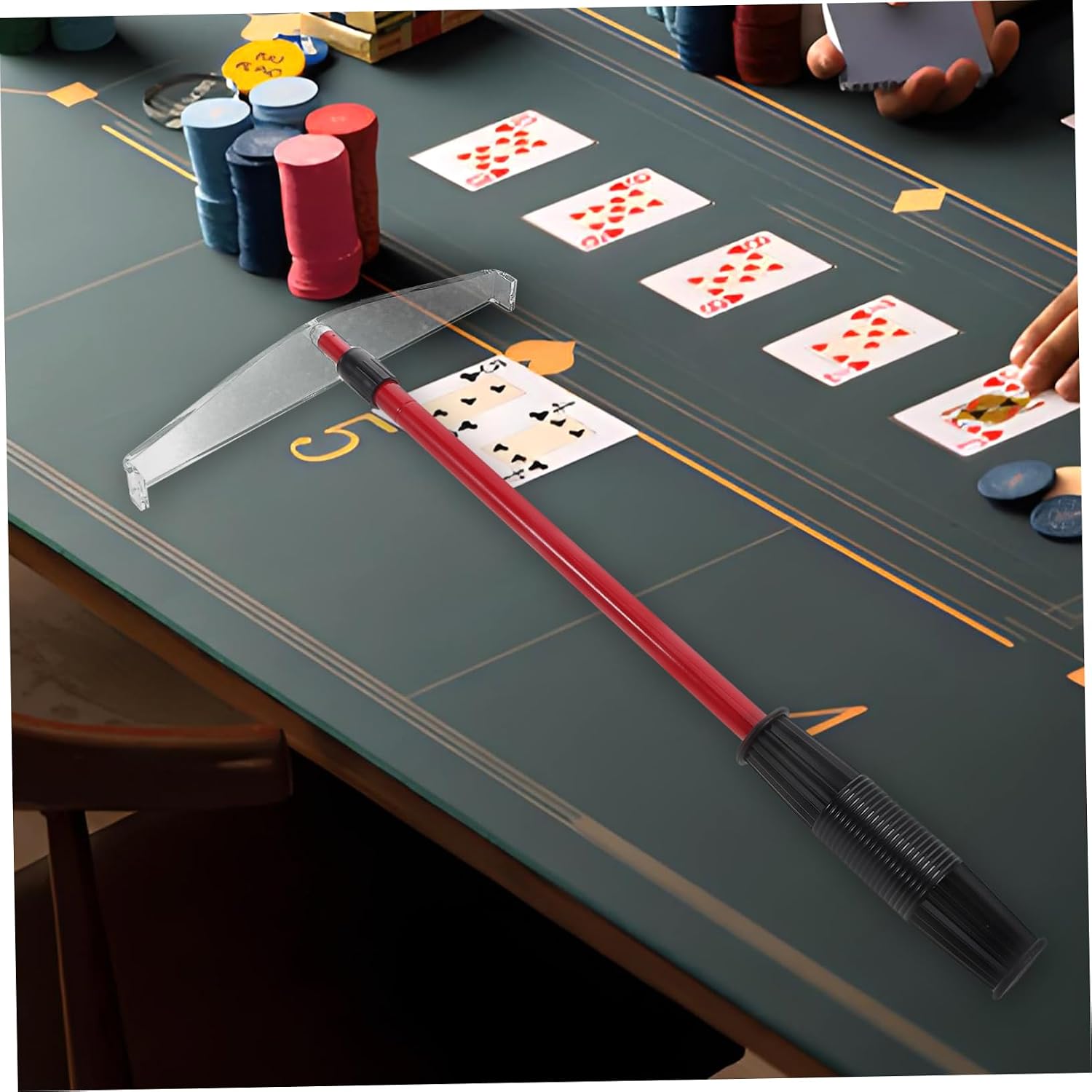 Telescopic Poker Chip Push Rake Portable Collector for Home Parties and Board Games Handling Compact Design for Various Poker Scenarios