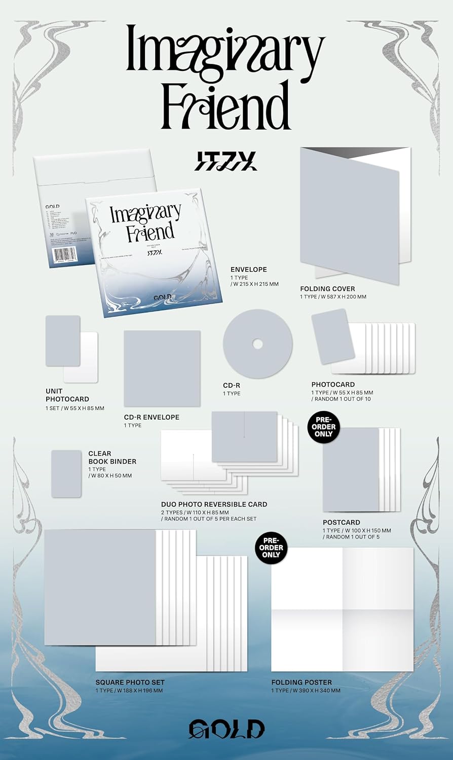 IT'ZY - 9th Mini Album [GOLD] Special Imaginary Friend Version + [Pre-Order Poster, Postcard]