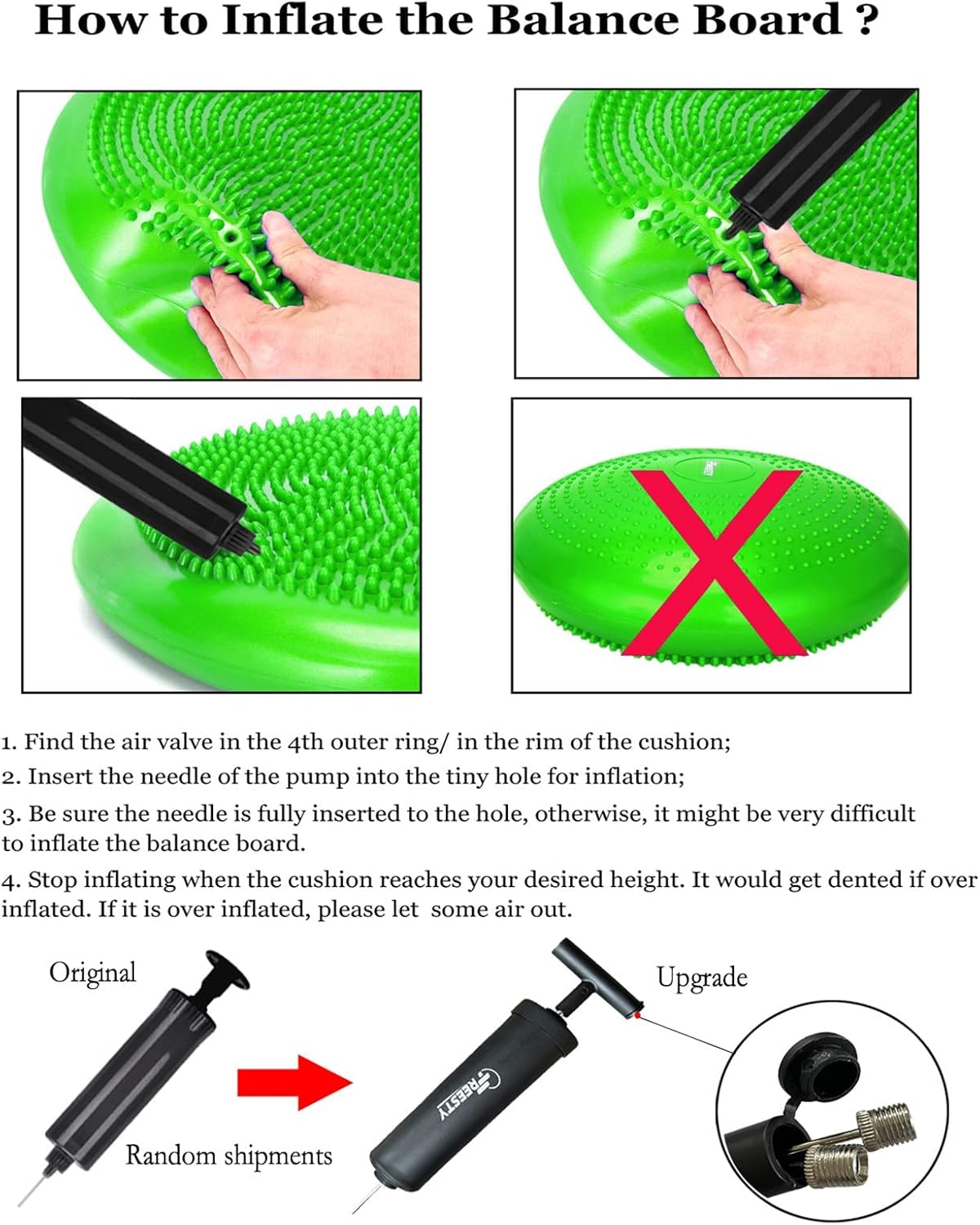 Freesty Wobble Cushion, Wiggle Seat with Pump, Air Stability Disc Core Trainer for Home & Gym, Office Desk Chair Cushion for Flexible Classroom Seat, Sensory Kids Cushion Seat for Fidget