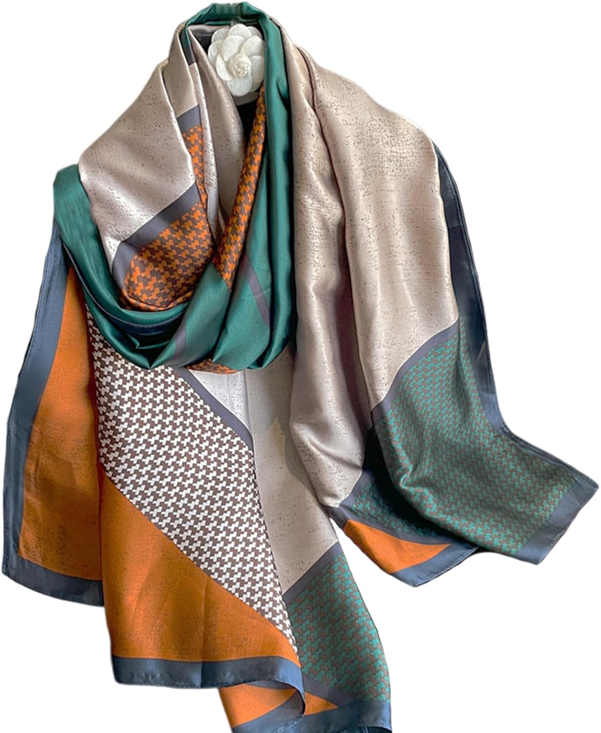 Aufeel Fashion Scarves 100% Satin Silk Scarf Long Lightweight Sunscreen Shawls Wraps for Women Hair Scarves