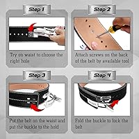 Vista 10 de Yes4All 100% Leather Premium Weightlifting Belt/Genuine Leather/ 2in1 Dip Belt With Chain/Self-locking Belt, Robust Alloy Steel Buckle 10mm Thick