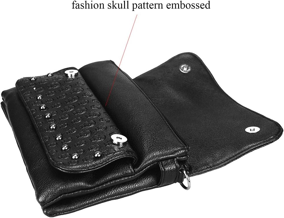 Women Gothic Purse Skull Crossbody bag Rivet Practical Black Shoulder Handbag Halloween purses - Image 2