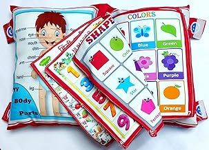 Baby Educational Alphabet Learning Soft Pillow Book Toy | Digital Printed Cotton Cushion for Kids, Toddlers, Boys & Girls (Red)