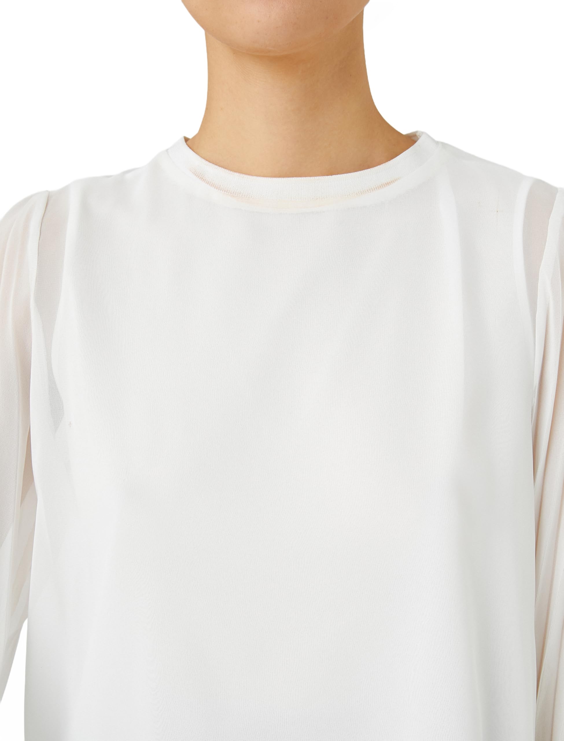 Koton Damen Pleated Sleeve Crew Neck Chiffon Blouse