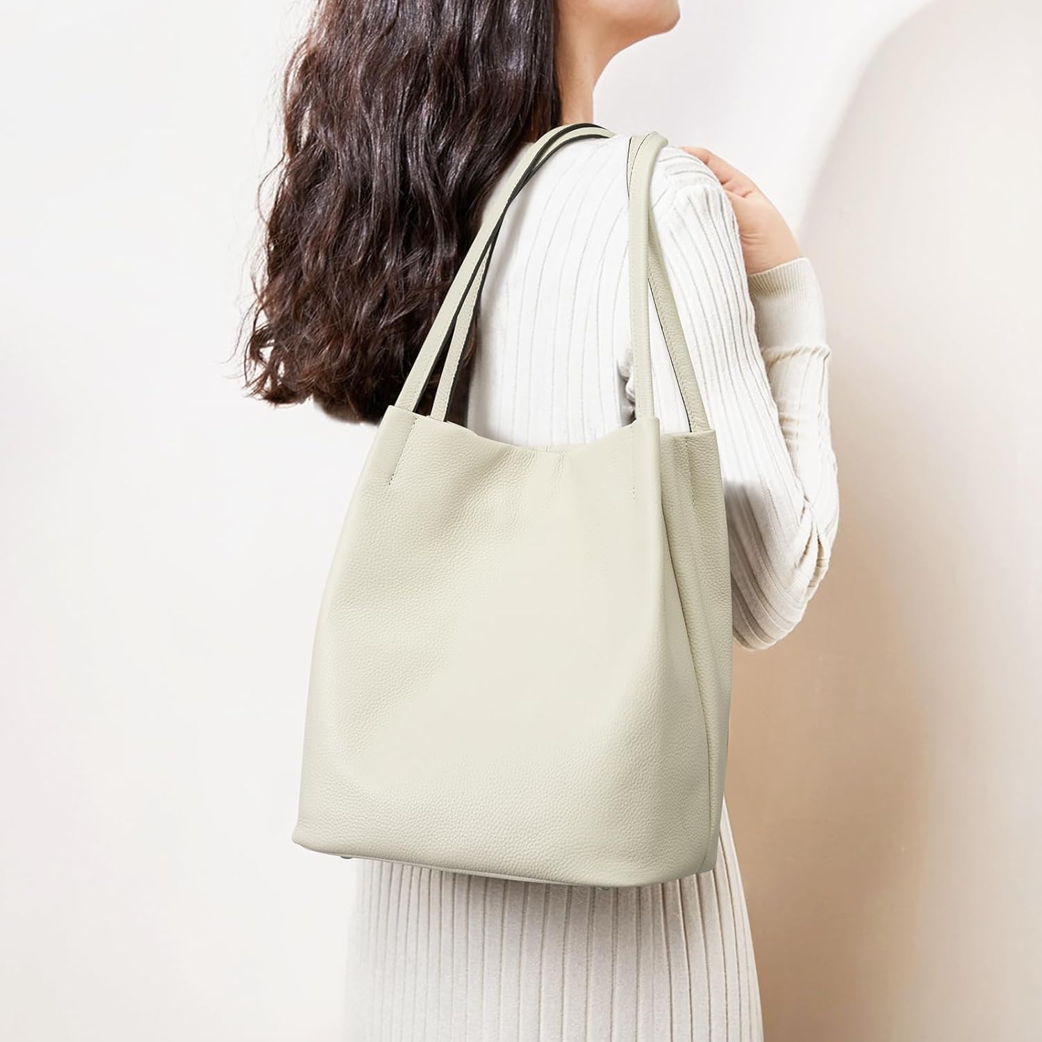 Kattee Women Soft Genuine Leather Totes Shoulder Bag Purses and Handbags with Top Magnetic Snap Closure - Image 2