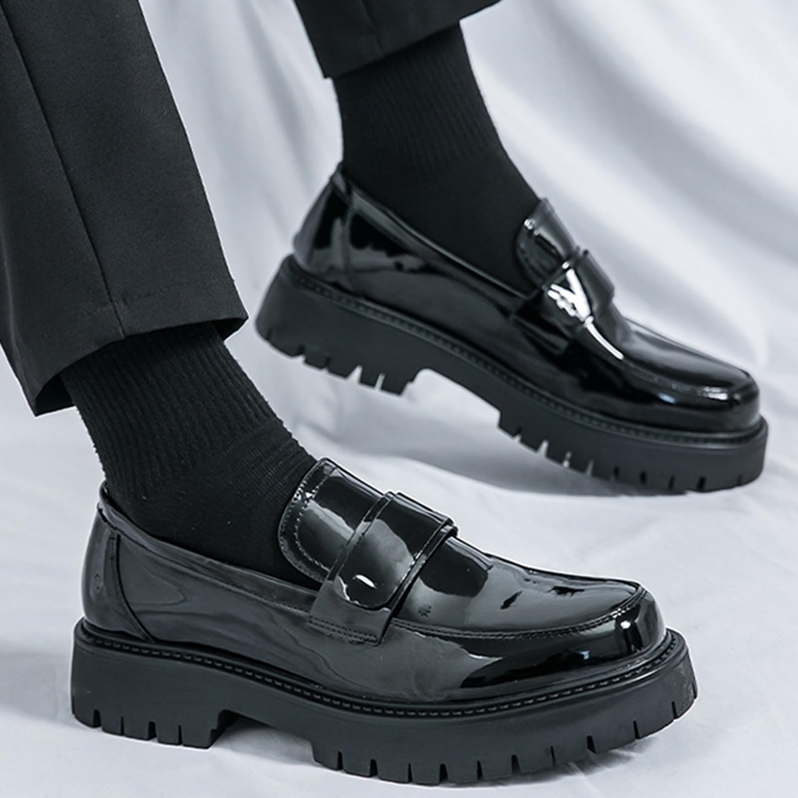 Scarpe Eleganti da Uomo Tacco Basso Scarpe Oxford Punta Arrotondata