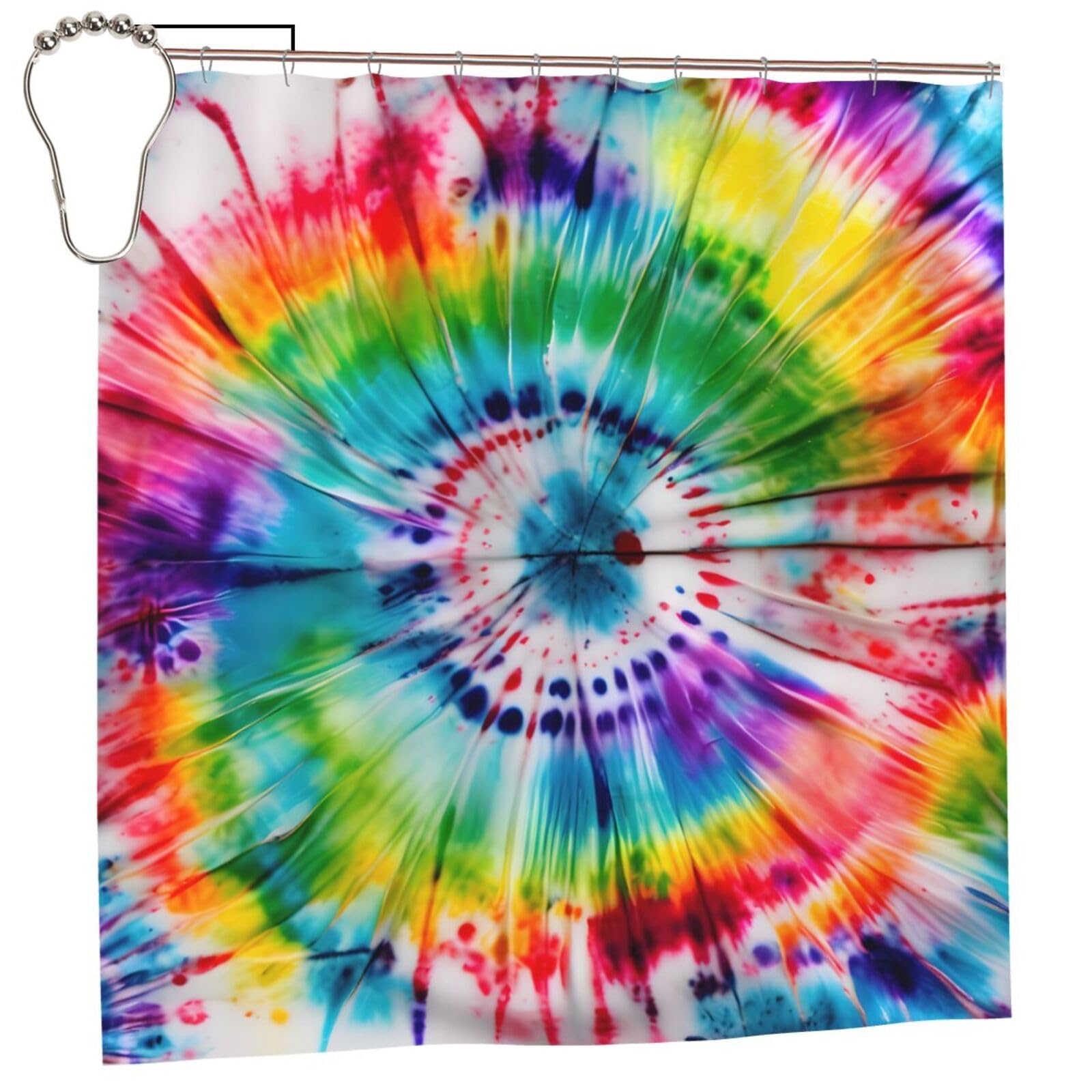 Rideau de douche hippie chic Tie Dye en polyester pour une salle de bain zen