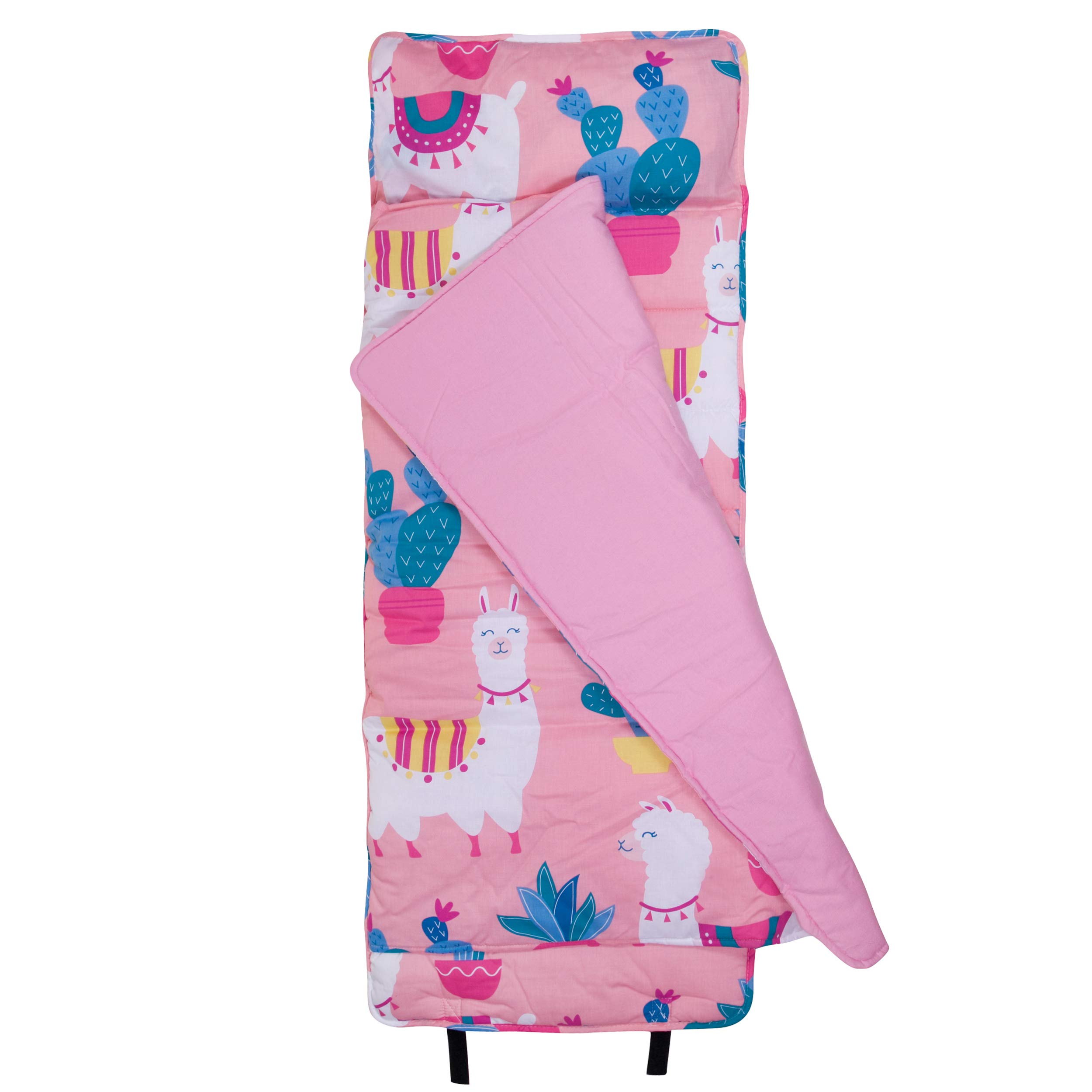 Wildkin Original Nap Mat with Pillow for Toddler Boys and Girls, Ideal for Daycare and Preschool, Measures 50 x 20 x 1.5 Inches, Mom's Choice Award Winner, BPA-Free, Olive Kids (Llamas & Cactus Pink)