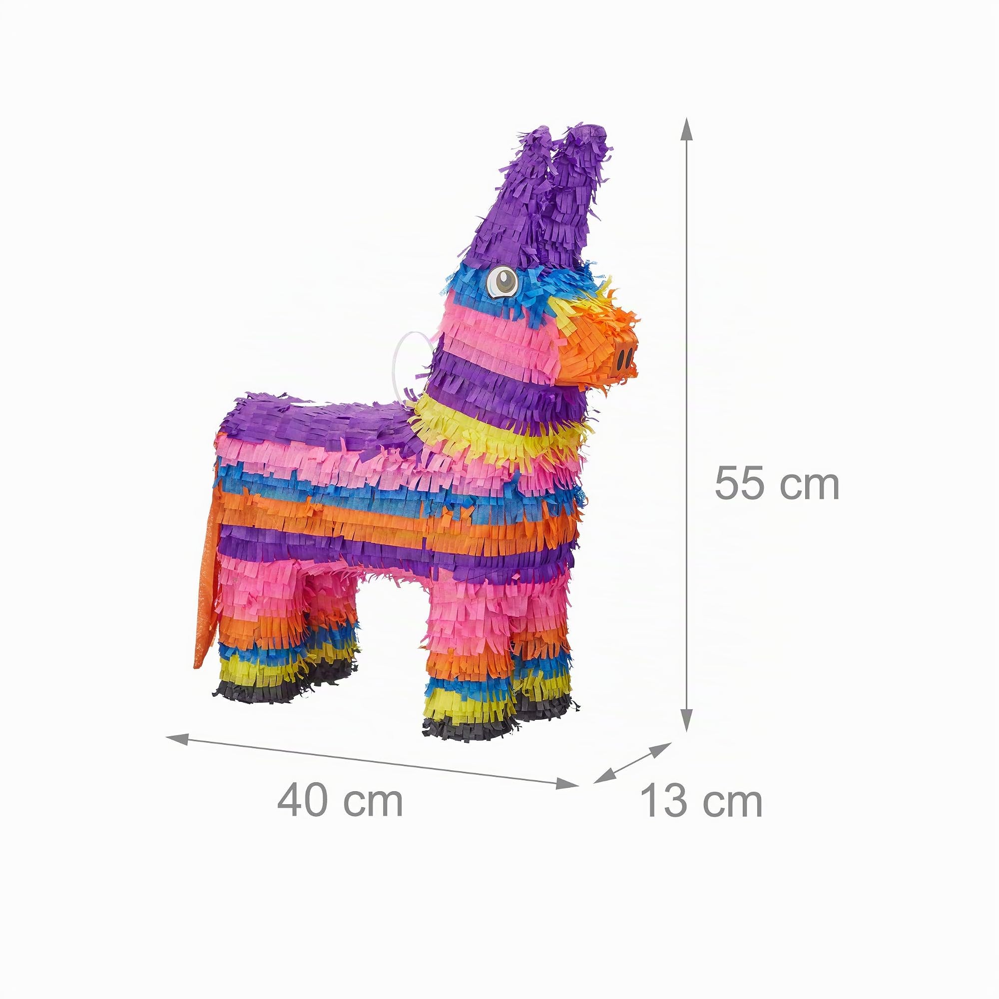 Relaxdays 10022571 Pignatta Asinello da Riempire, per Feste di Compleanno Bambini, HxLxP: 55 x 40 x 13 cm, Colorata