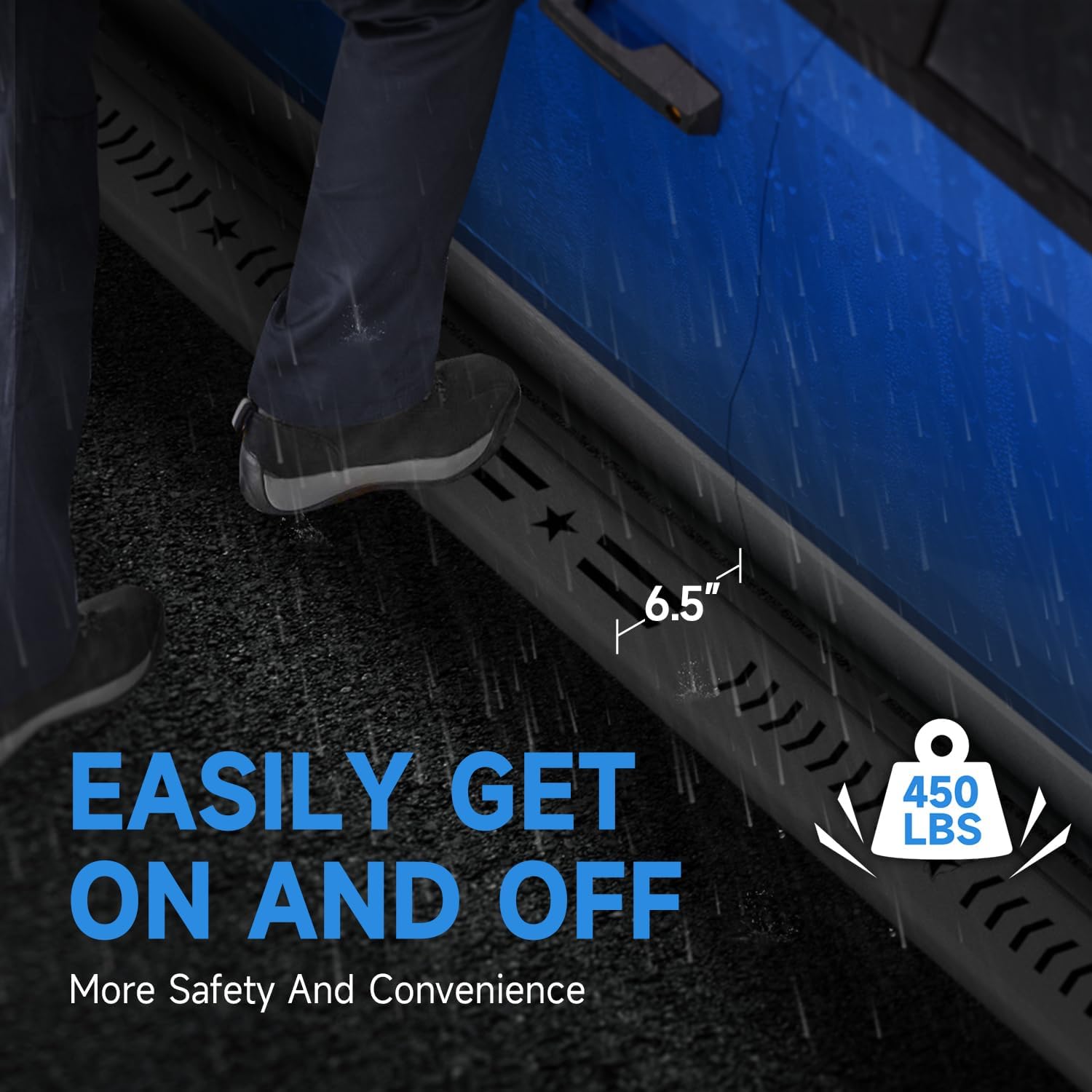 NIHAO 6.5" Side Steps Nerf Bars Compatible with 2019–2026 Chevy Silverado & GMC Sierra 1500 and 2020–2026 Silverado/Sierra 2500HD/3500HD Double/Extended Cab,Carbon Steel Running Boards