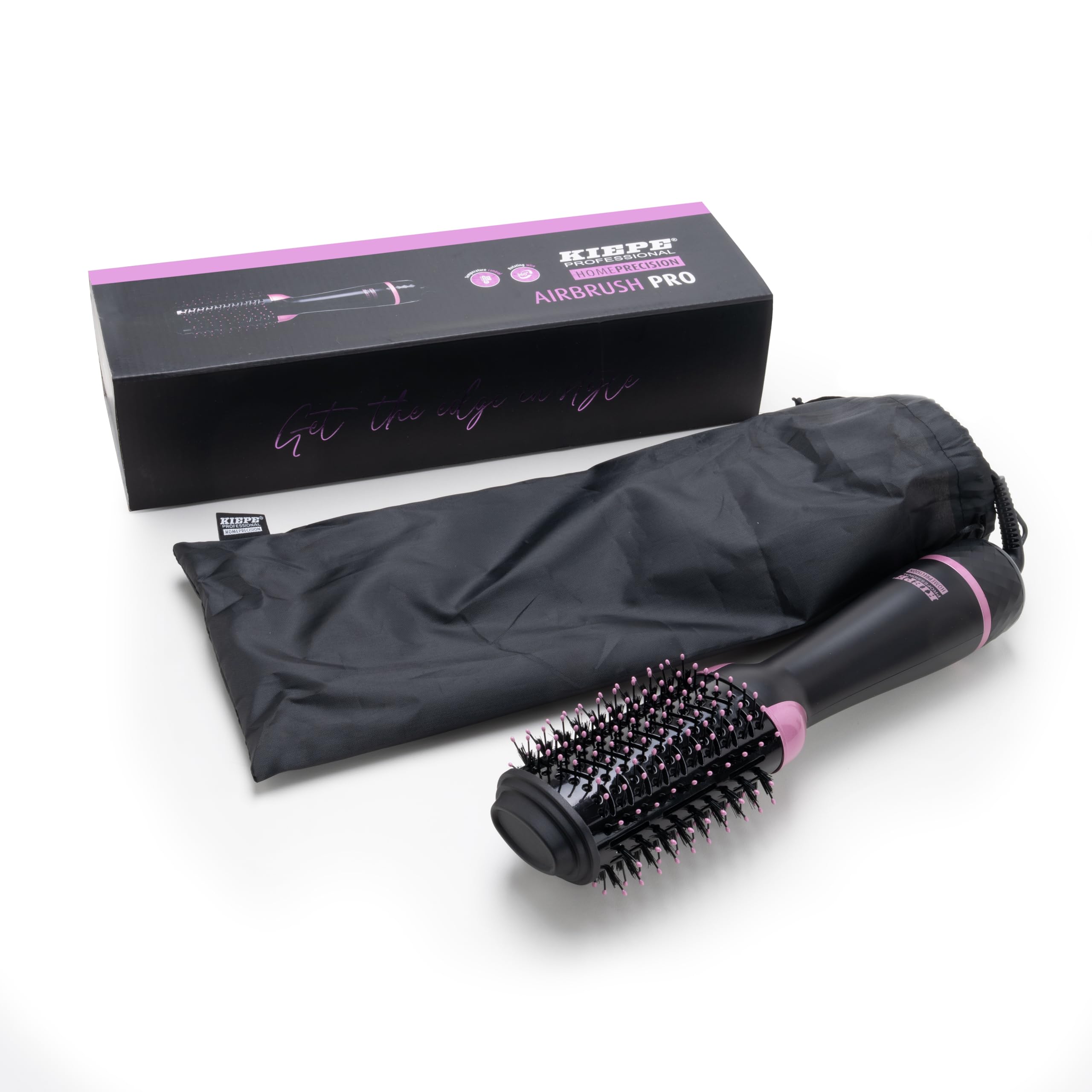 Kiepe 8340 Home Precision Series Airbrush Pro – Spazzola ad aria calda per asciugacapelli e styling simultanei, per volume, levigatezza e risultati fluidi – Controllo della temperatura, filo rotante