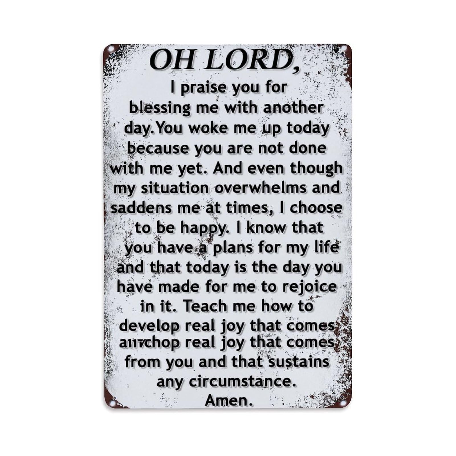 Jdfenggu Vintage Oh Lord Prayer Text Design Retro Metal Tin Sign, Metal Poster For Bar, Home, Man Cave, Kitchen, Laundry Room Art Decor 8X12 Inch