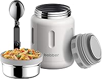 Vista 12 de BOBBER Termo aislado de acero inoxidable de 24 onzas para alimentos calientes con boca extra ancha, cuchara y tazón integrados, mantiene la comida