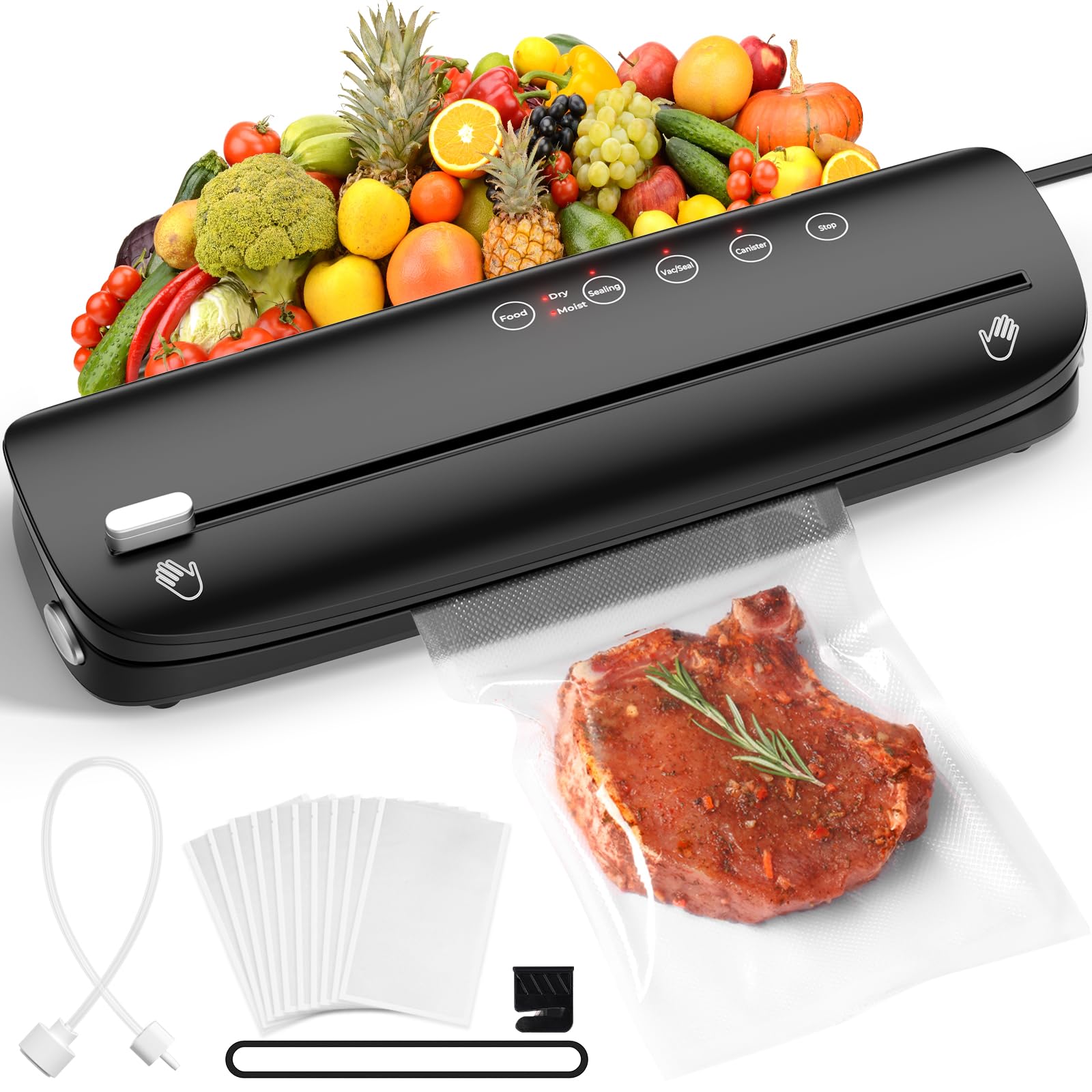Produktbild von VEVOR Hand-Vakuumierer Vakuumiergerät Für Feuchte Lebensmittel Fleisch Marinaden Usw