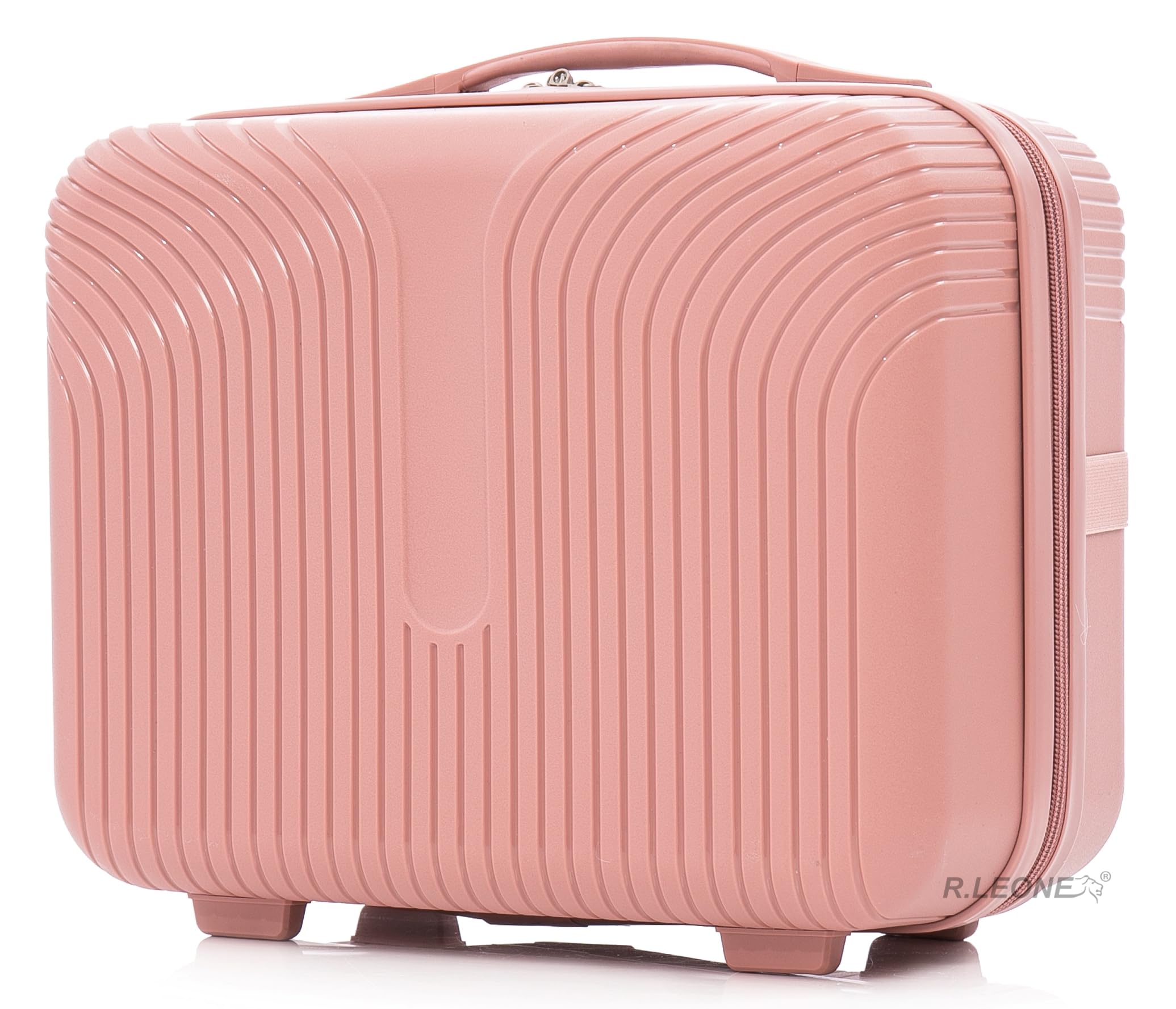 R.Leone Valigia da 1 pezzo Fino a Set 4 Trolley grande, medio, bagaglio a mano 55x40x20 Ryanair e beauty case Lucchetto TSA Polipropilene 8 Ruote Ultra Strong 6060 (Rose Gold, XS Beauty case)