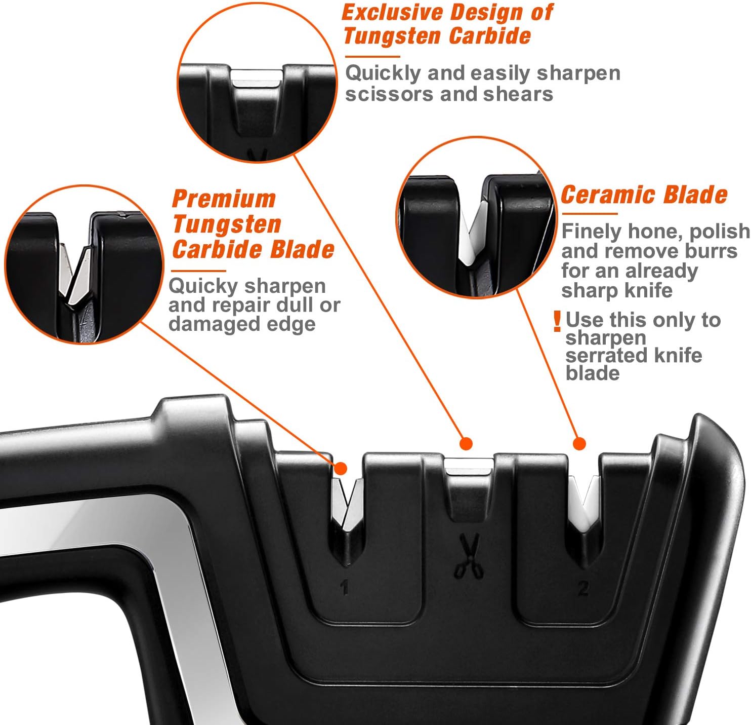 SHARPAL 104N 5-in-1 Professional Knife & Scissors Sharpener, Sharpening Tool for Straight & Serrated Blades, Repairs & Hones Euro/American & Asian Knives, Fast Scissor Sharpening