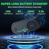 Vista 5 de FreedConn Auriculares Bluetooth para motocicleta TCOM VB - Altavoces para casco de motocicleta, 3 riders Paring 800M 2 Riders Talking Helmet