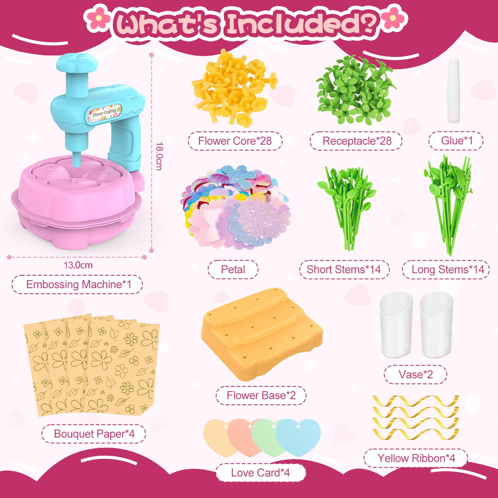 Mieryd Kit Lavoretti Creativi per Bambini, Fai Da Te Artigianale Laboratorio dei Fiori, DIY Bouquet Fiori Giocattoli Ragazza Giochi Educativi, Natale Compleanno Regalo Bimba 3 4 5 6 7 8 9 10 Anni
