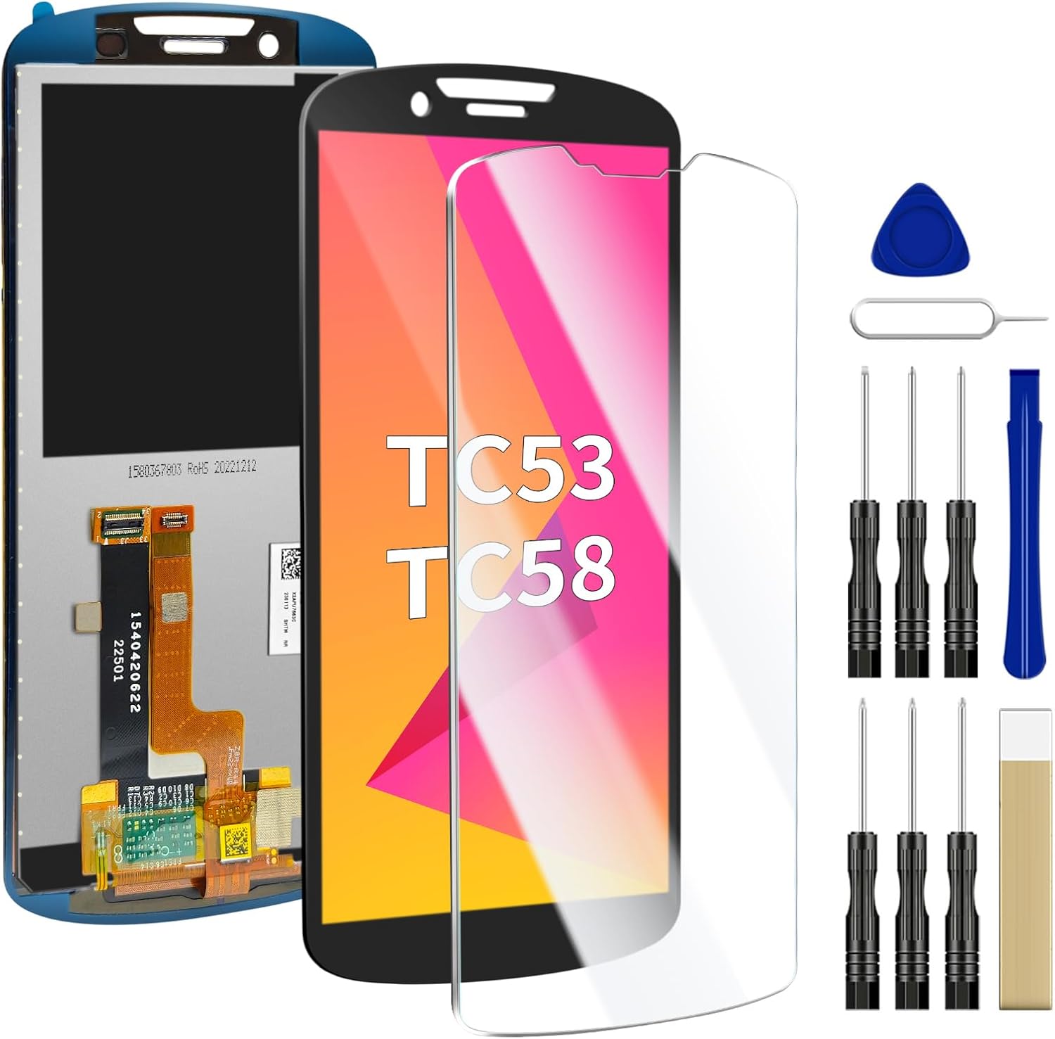 TC53 LCD Screen Replacement [2026 New Version] TC58 Touch Screen for Zebra TC53 TC58 Barcode Scanner LCD Display Touch Screen Digitizer Assembly with Screen Protector and Tools