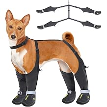 Idepet Dog Suspender Boots, Anti-Slip & Fall Waterproof Tall Shoes Legging for Small Medium Dog, Adjustable Suspender Boots for Winter Snow Rain Hiking Paws Protector 6