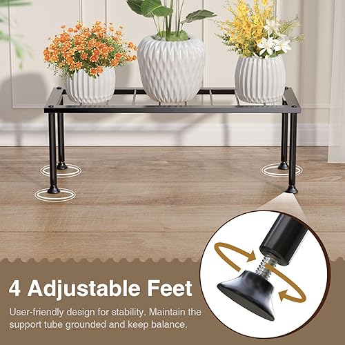 Miniatura 4 de Soporte para plantas de 1 nivel soporte para plantas de escalera - Soporte de metal para macetas - Estante de flores resistente para sala de estar,