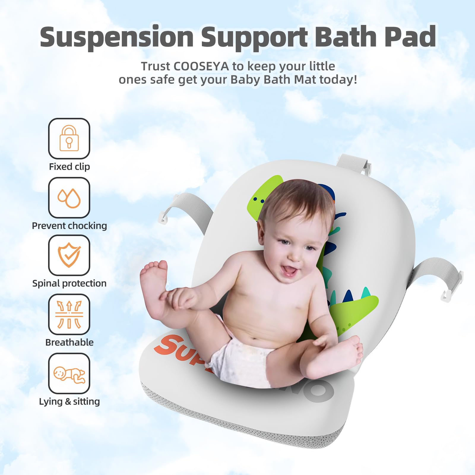 Bañera plegable de cangrejo para bebé recién nacido con termómetro y 1 cojín flotante suave y agujero de drenaje, bañera de viaje plegable y portátil para recién nacidos y niños pequeños de 0 a 36