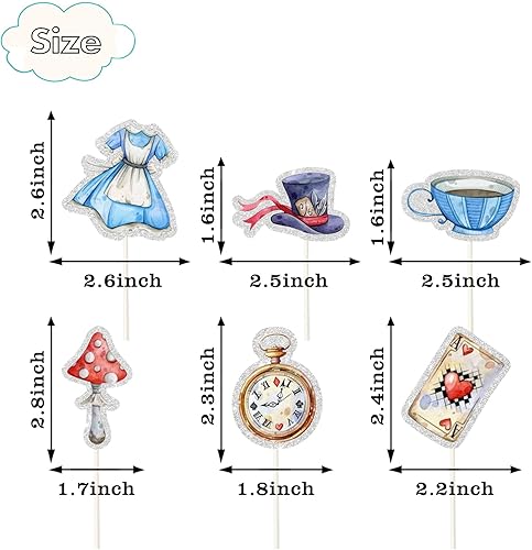 Miniatura 2 de 18 adornos para cupcakes de Alicia, decoración mágica para tartas de fiesta de té, para baby shower, boda, decoración de pasteles de cumpleaños,