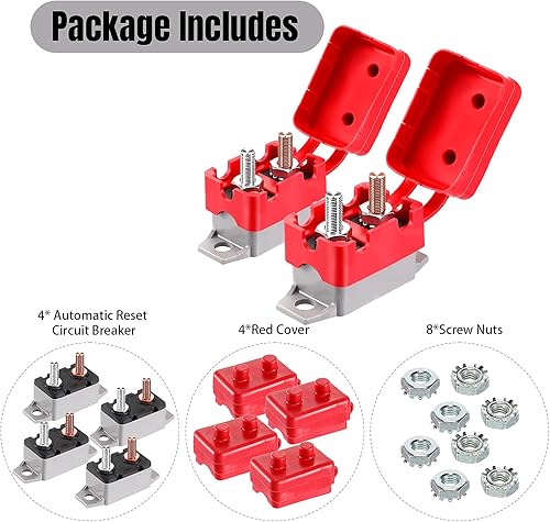 Miniatura 5 de 4 piezas DC 12V - 24V Disyuntor de reinicio automático con perno de cubierta para automóviles y más (25 amperios)