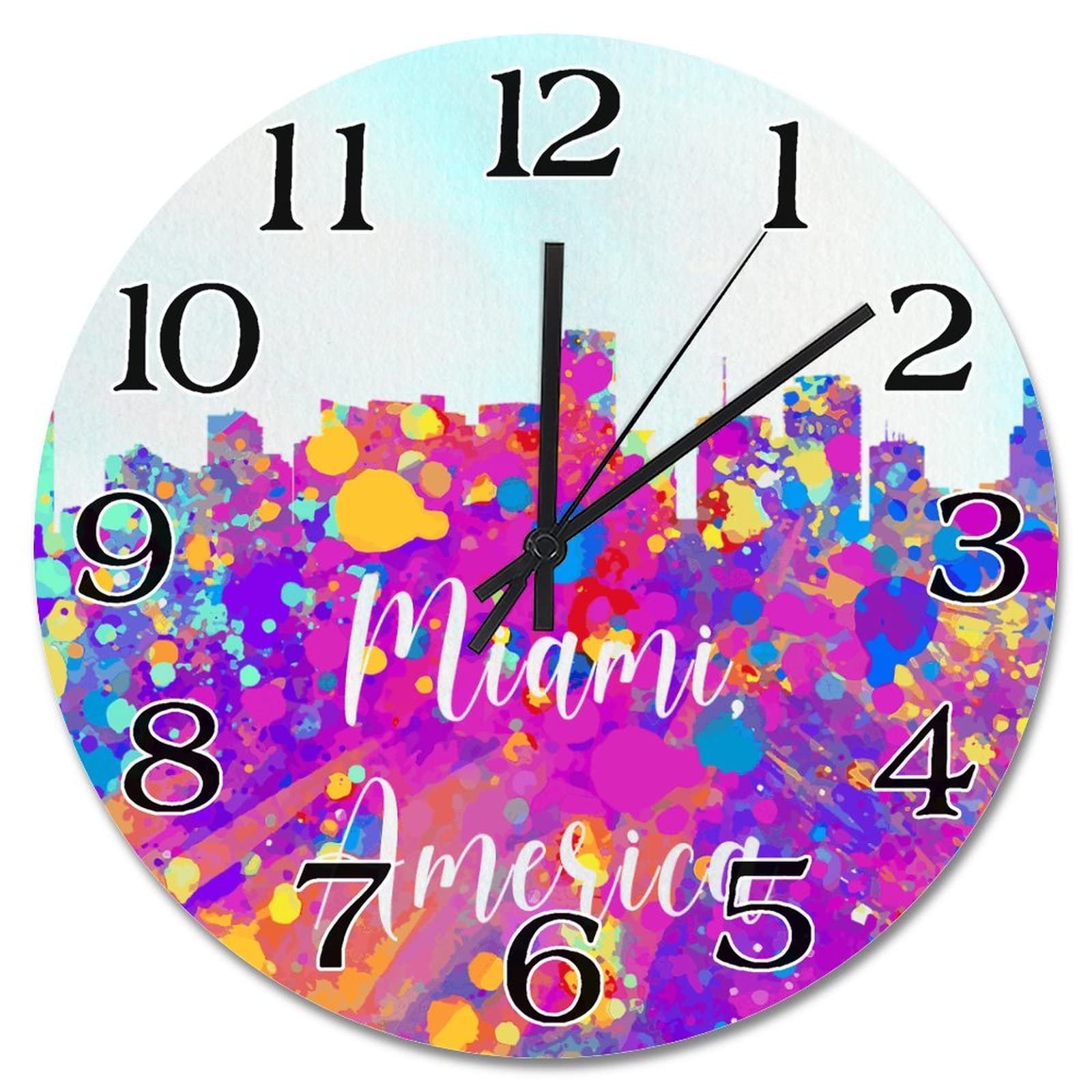 Horloge murale en bois Miami 38 cm à piles pour salon